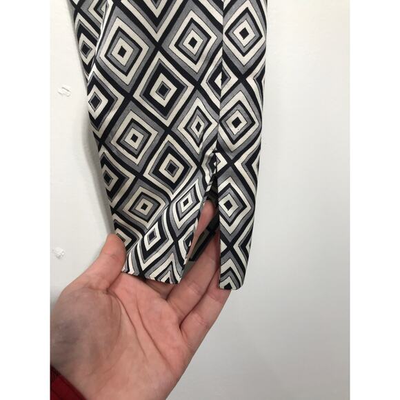 Prada Women's 36 Pants Diamond Pattern Wool Silk Blend Office Monochrome - Picture 9 of 12